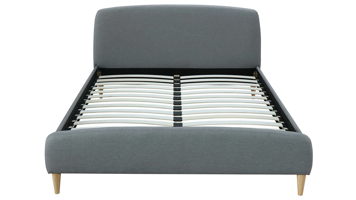 Lit 2 Places 140x200 Cm En Tissu Gris NIELS 3 Lit 2 Places 140x200 Cm En Tissu Gris NIELS