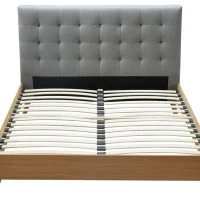 Lit 2 Places 140x200cm En Bois Et Tissu Gris LYNN