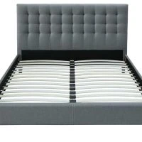 Lit 2 Places 160x200 Capitonné En Tissu Gris Clair DANAE