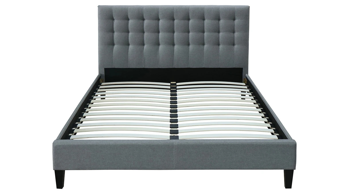 Lit 2 Places 160x200 Capitonné En Tissu Gris Clair DANAE 3 Lit 2 Places 160x200 Capitonné En Tissu Gris Clair DANAE