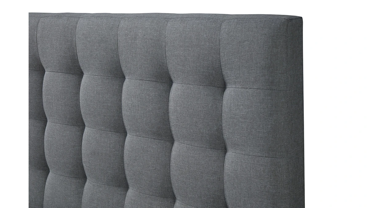 Lit 2 Places 160x200 Capitonné En Tissu Gris Clair DANAE 6 Lit 2 Places 160x200 Capitonné En Tissu Gris Clair DANAE – Image 4