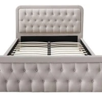 Lit 2 Places 160x200 Cm En Tissu Beige Capitonné KRISTEN