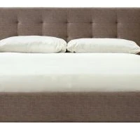 Lit 2 Places 160x200 Cm En Tissu Camel Capitonné MARQUISE