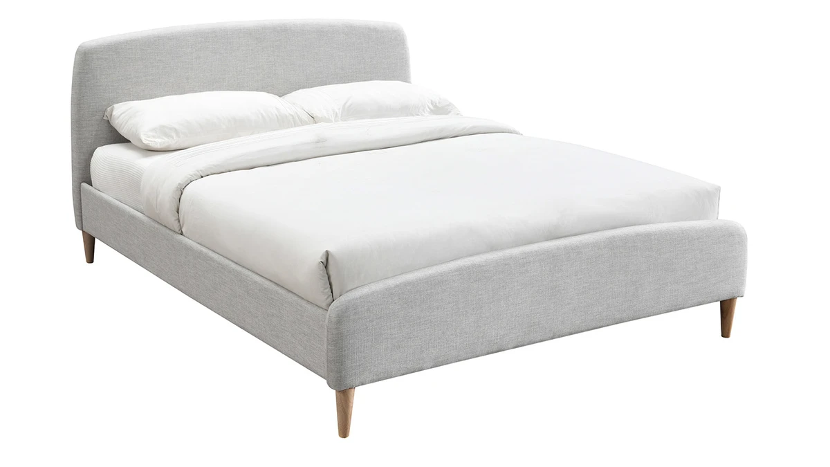 Lit 2 Places 160x200 Cm En Tissu Gris Clair NIELS 4 Lit 2 Places 160x200 Cm En Tissu Gris Clair NIELS – Image 2