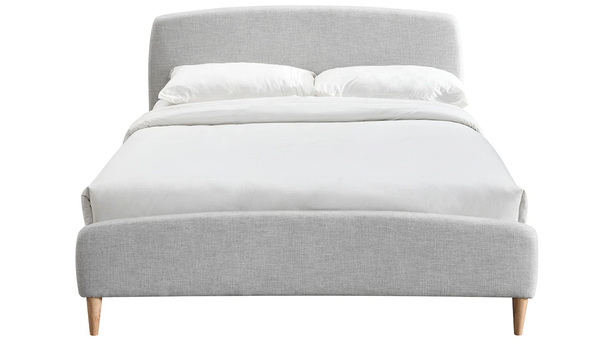 Lit 2 Places 160x200 Cm En Tissu Gris Clair NIELS 3 Lit 2 Places 160x200 Cm En Tissu Gris Clair NIELS