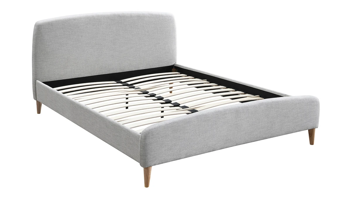 Lit 2 Places 160x200 Cm En Tissu Gris Clair NIELS 5 Lit 2 Places 160x200 Cm En Tissu Gris Clair NIELS – Image 3