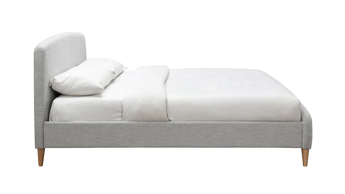 Lit 2 Places 160x200 Cm En Tissu Gris Clair NIELS 6 Lit 2 Places 160x200 Cm En Tissu Gris Clair NIELS – Image 4