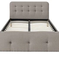 Lit 2 Places 160x200cm En Tissu Beige Capitonné HOLSEN