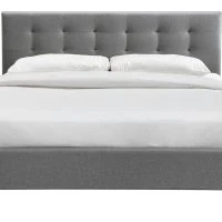 Lit 2 Places 180x200 Cm En Tissu Gris Capitonné MARQUISE