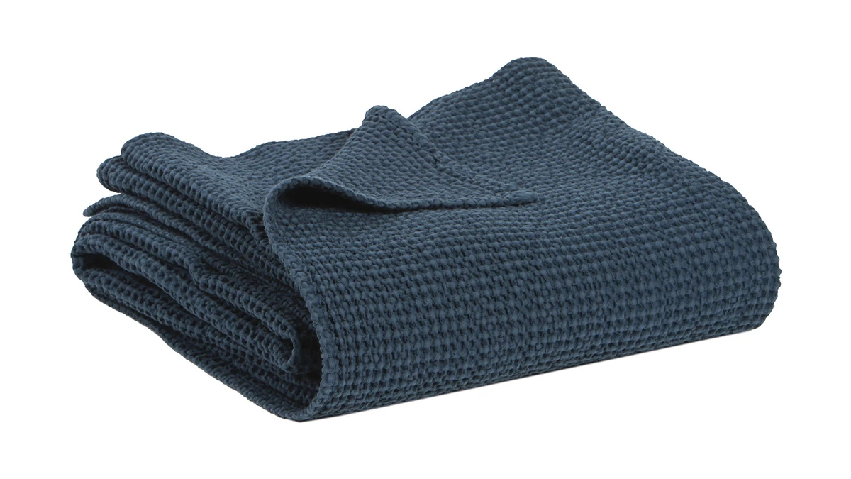 Plaid En Coton Bleu Nuit 140 X 200 Cm YAM 3 Plaid En Coton Bleu Nuit 140 X 200 Cm YAM