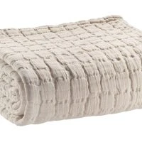 Plaid En Coton Texturé Couleur Lin 130 X 200 Cm WAFLE