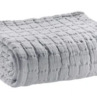 Plaid En Coton Texturé Gris Perle 130 X 200 Cm WAFLE