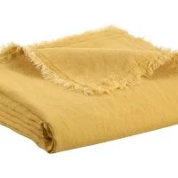 Plaid En Lin Jaune 130 X 180 Cm LINEN