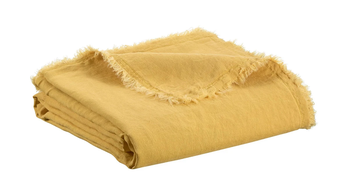 Plaid En Lin Jaune 130 X 180 Cm LINEN 3 Plaid En Lin Jaune 130 X 180 Cm LINEN