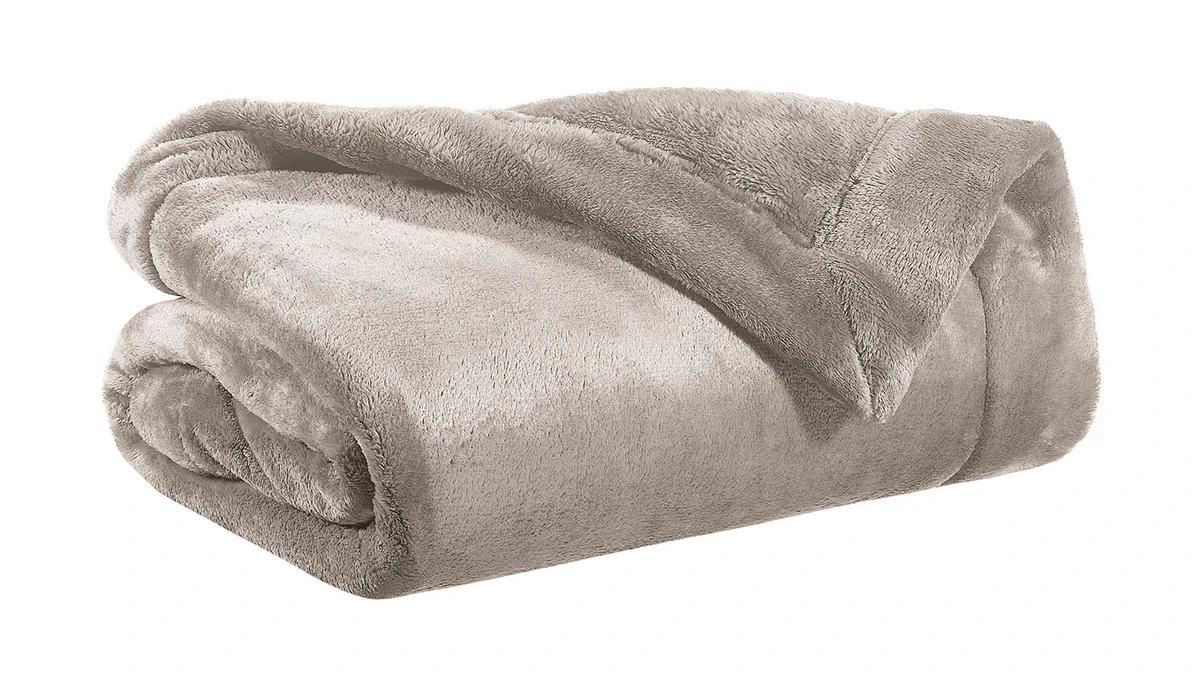 Plaid En Polyester Taupe 150 X 200 Cm FERO 3 Plaid En Polyester Taupe 150 X 200 Cm FERO