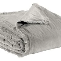 Plaid En Velours Gris Perle 135 X 200 Cm PESCA