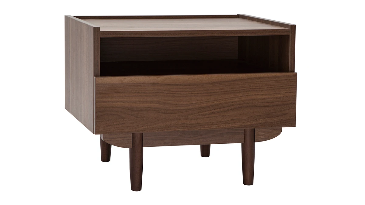 Table De Chevet Avec Tiroir En Finition Bois Foncé Noyer SANAA 4 Table De Chevet Avec Tiroir En Finition Bois Foncé Noyer SANAA – Image 2