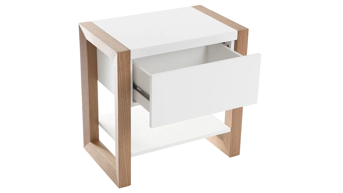 Table De Chevet Blanc Et Chêne ARMEL 5 Table De Chevet Blanc Et Chêne ARMEL – Image 3