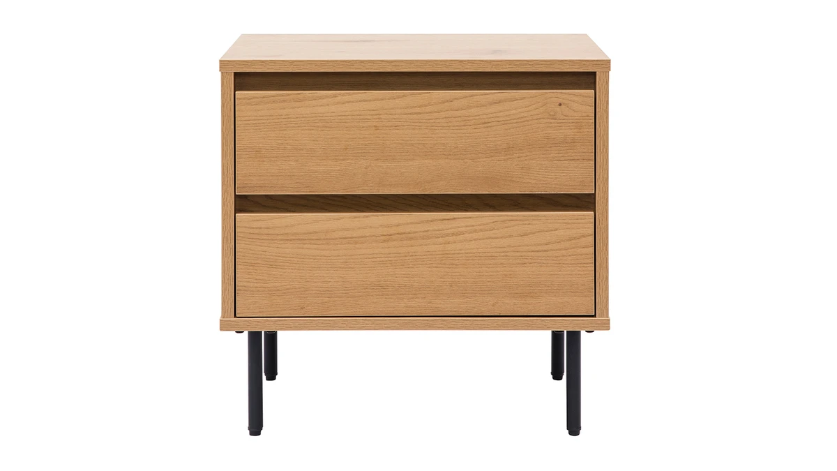 Table De Chevet Finition Bois Clair Chêne 2 Tiroirs L50 Cm ARAGON 3 Table De Chevet Finition Bois Clair Chêne 2 Tiroirs L50 Cm ARAGON