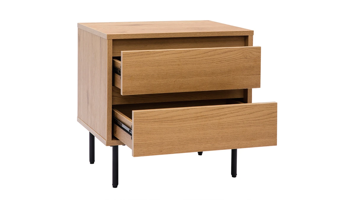 Table De Chevet Finition Bois Clair Chêne 2 Tiroirs L50 Cm ARAGON 5 Table De Chevet Finition Bois Clair Chêne 2 Tiroirs L50 Cm ARAGON – Image 3