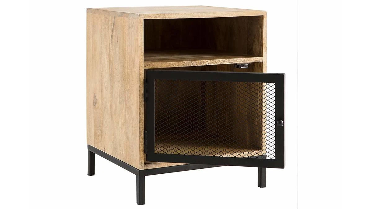 Table De Chevet Manguier Massif Et Métal Perforé RACK 5 Table De Chevet Manguier Massif Et Métal Perforé RACK – Image 3