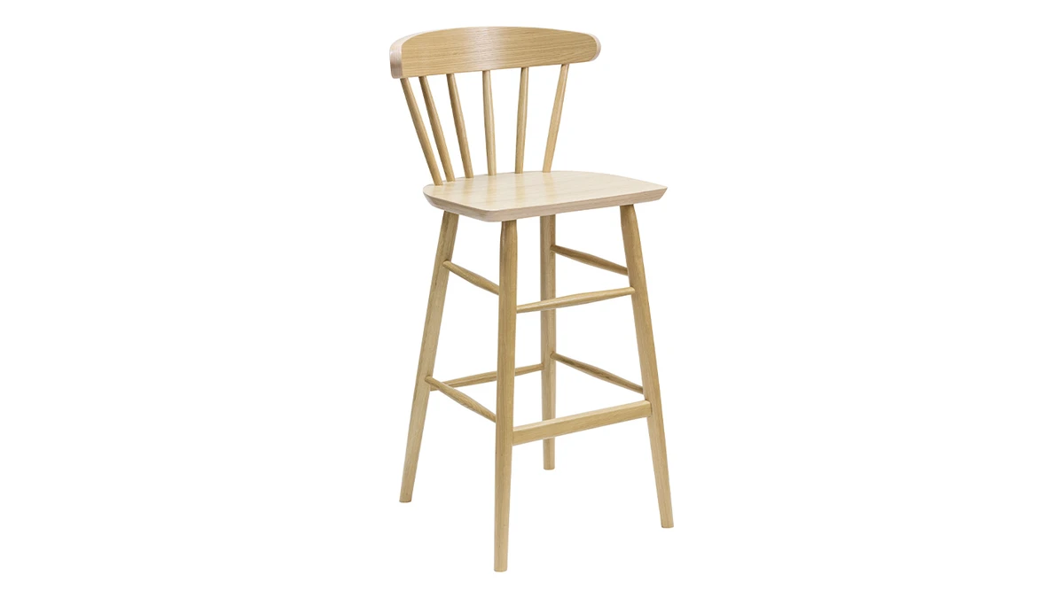 Tabouret De Bar à Barreaux Bois Chêne H65 Cm DARIA 4 Tabouret De Bar à Barreaux Bois Chêne H65 Cm DARIA – Image 2