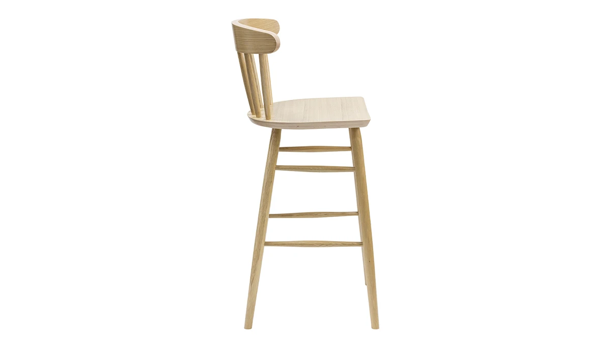 Tabouret De Bar à Barreaux Bois Chêne H65 Cm DARIA 5 Tabouret De Bar à Barreaux Bois Chêne H65 Cm DARIA – Image 3