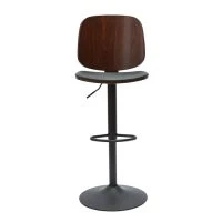 Tabouret De Bar Ajustable Noir Et Noyer BECK