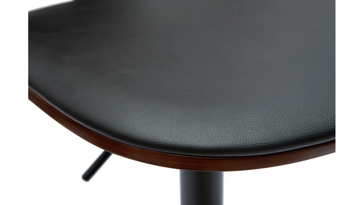 Tabouret De Bar Ajustable Noir Et Noyer BECK 7 Tabouret De Bar Ajustable Noir Et Noyer BECK – Image 5