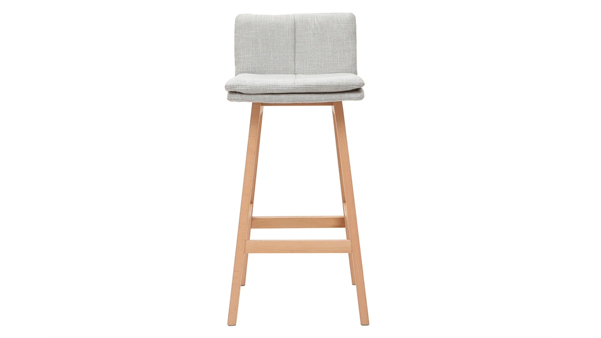Tabouret De Bar Bois Et Gris Perle 65 Cm (lot De 2) JOAN 4 Tabouret De Bar Bois Et Gris Perle 65 Cm (lot De 2) JOAN – Image 2