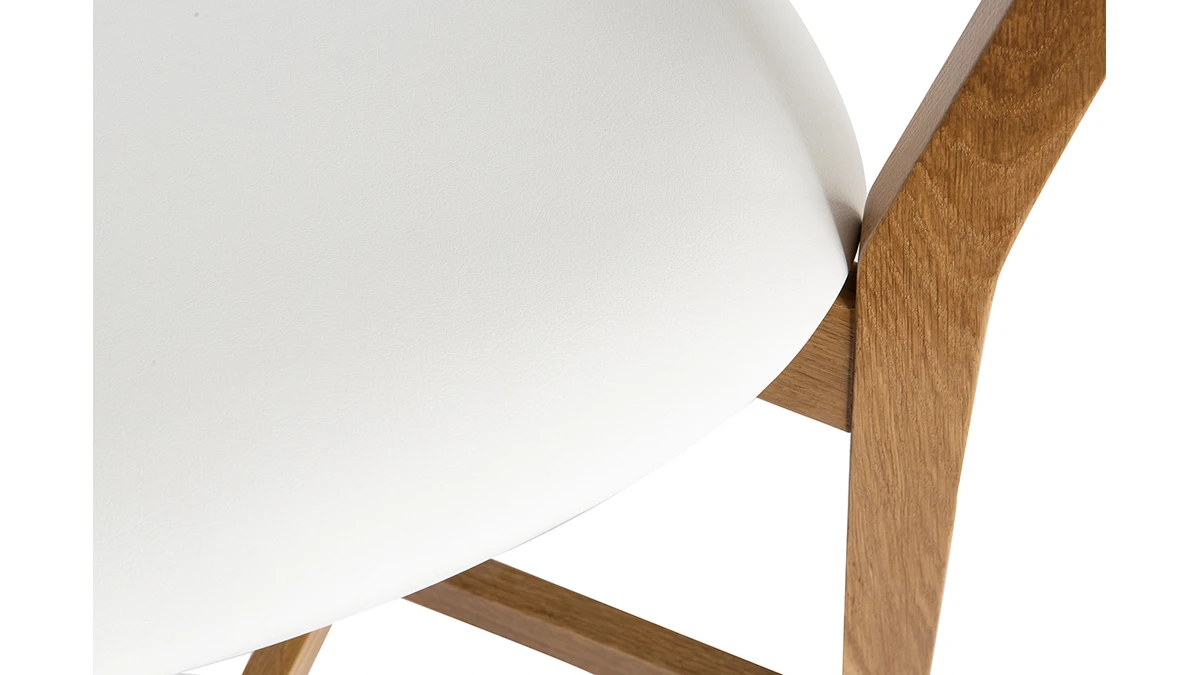 Tabouret De Bar Chêne Et Assise Blanche H65 Cm LUCIA 7 Tabouret De Bar Chêne Et Assise Blanche H65 Cm LUCIA – Image 5