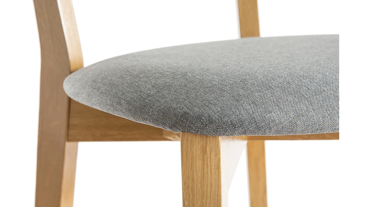 Tabouret De Bar Chêne Et Assise Gris Chiné H75 Cm LUCIA 7 Tabouret De Bar Chêne Et Assise Gris Chiné H75 Cm LUCIA – Image 5