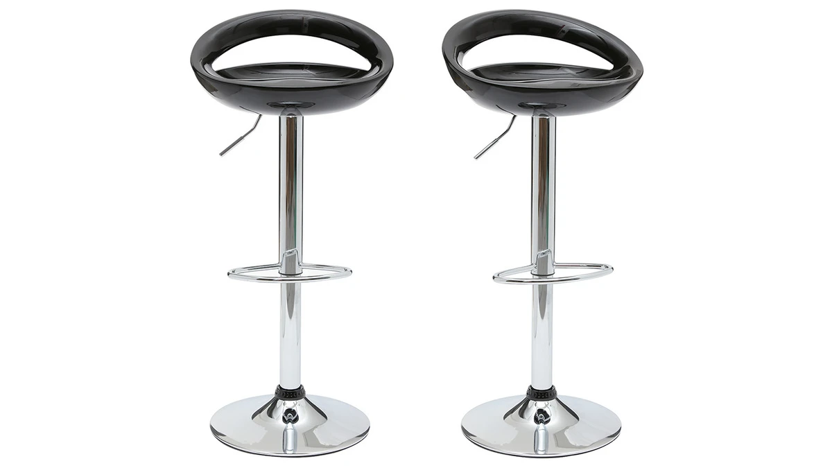 Tabouret De Bar / Cuisine Noir Moderne COMET (lot De 2) 3 Tabouret De Bar / Cuisine Noir Moderne COMET (lot De 2)