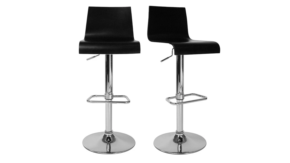 Tabouret De Bar / Cuisine Noir Moderne NEWSURF (lot De 2) 3 Tabouret De Bar / Cuisine Noir Moderne NEWSURF (lot De 2)