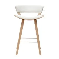Tabouret De Bar Design Blanc Et Bois Clair H65 Cm SYRAH