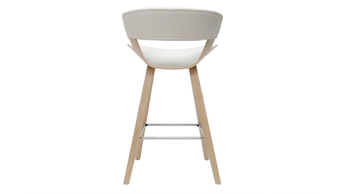 Tabouret De Bar Design Blanc Et Bois Clair H65 Cm SYRAH 6 Tabouret De Bar Design Blanc Et Bois Clair H65 Cm SYRAH – Image 4