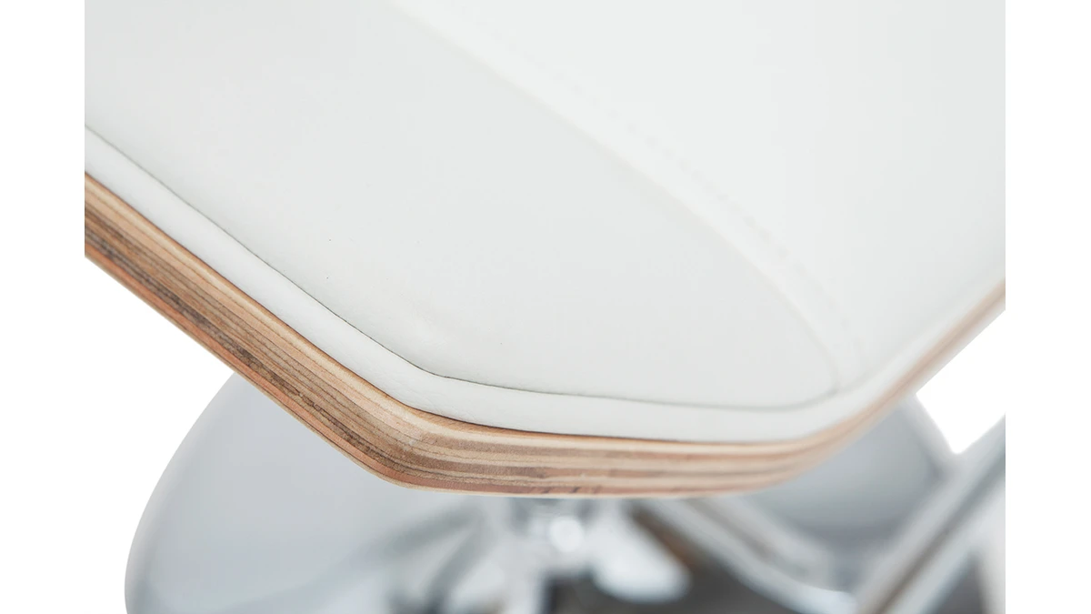 Tabouret De Bar Design Blanc Et Bois Clair MELKIOR 7 Tabouret De Bar Design Blanc Et Bois Clair MELKIOR – Image 5