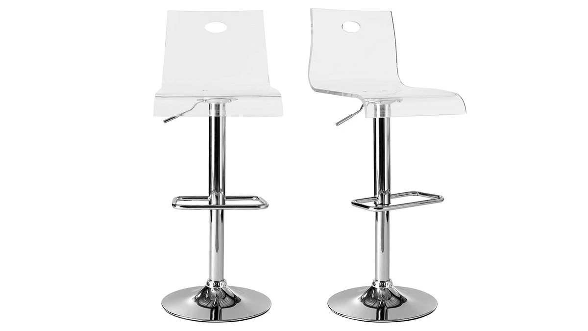 Tabouret De Bar Design En Plexiglas Transparent (lot De 2) SATURNE 3 Tabouret De Bar Design En Plexiglas Transparent (lot De 2) SATURNE