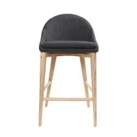 Tabouret De Bar Design En Tissu Gris Anthracite Et Bois Clair 65 Cm DALIA