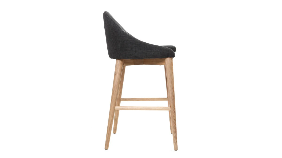 Tabouret De Bar Design En Tissu Gris Anthracite Et Bois Clair 65 Cm DALIA 5 Tabouret De Bar Design En Tissu Gris Anthracite Et Bois Clair 65 Cm DALIA – Image 3