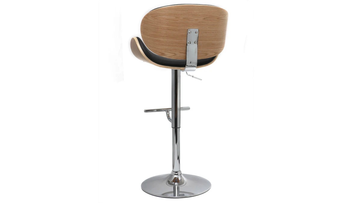 Tabouret De Bar Design Noir Et Bois Clair WALNUT 5 Tabouret De Bar Design Noir Et Bois Clair WALNUT – Image 3