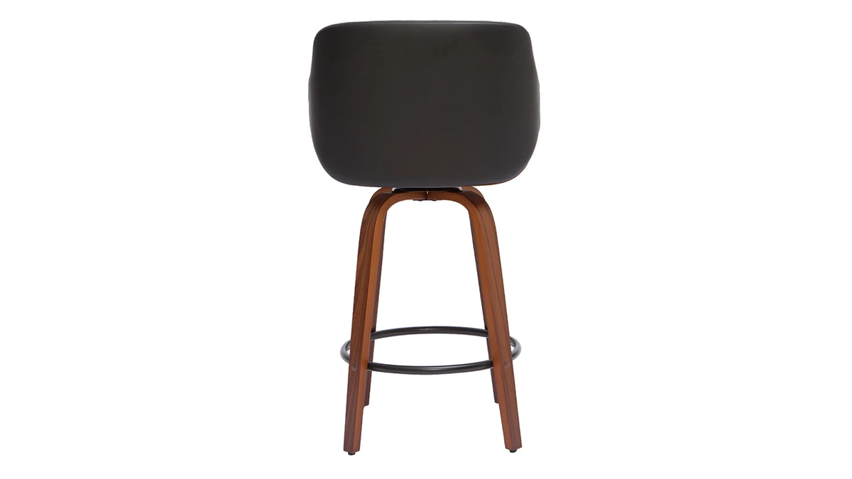 Tabouret De Bar Design Noir Et Bois Foncé H65 Cm LUCIEN 6 Tabouret De Bar Design Noir Et Bois Foncé H65 Cm LUCIEN – Image 4