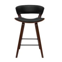 Tabouret De Bar Design Noir Et Bois Foncé H65 Cm SYRAH