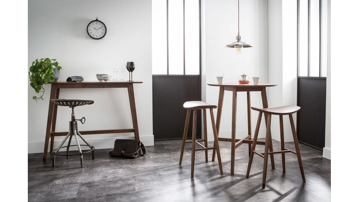 Tabouret De Bar Design Noyer H72 Cm DEMORY 7 Tabouret De Bar Design Noyer H72 Cm DEMORY – Image 5