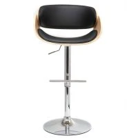 Tabouret De Bar Design Réglable Noir Et Bois Clair BENT
