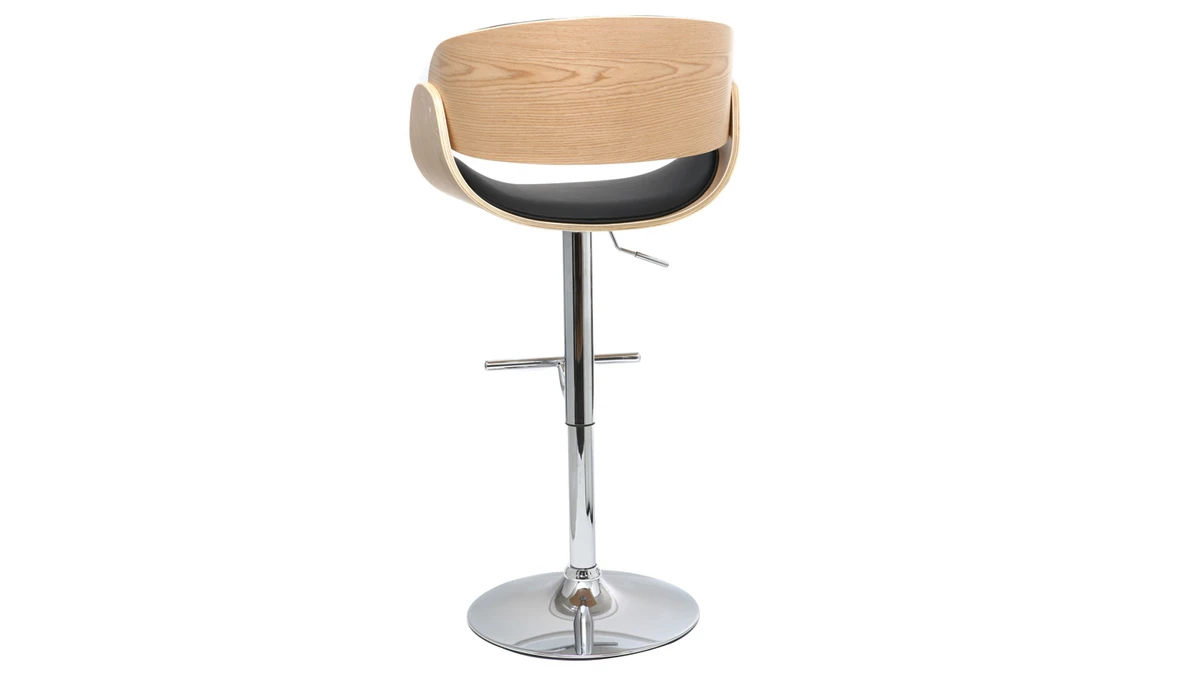 Tabouret De Bar Design Réglable Noir Et Bois Clair BENT 6 Tabouret De Bar Design Réglable Noir Et Bois Clair BENT – Image 4