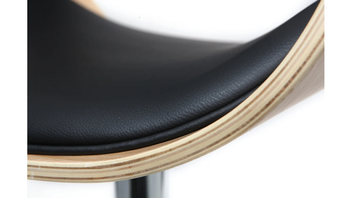 Tabouret De Bar Design Réglable Noir Et Bois Clair BENT 7 Tabouret De Bar Design Réglable Noir Et Bois Clair BENT – Image 5
