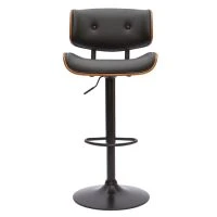 Tabouret De Bar Design Réglable Noir Et Bois Foncé BASILE
