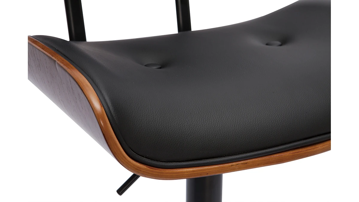 Tabouret De Bar Design Réglable Noir Et Bois Foncé BASILE 7 Tabouret De Bar Design Réglable Noir Et Bois Foncé BASILE – Image 5