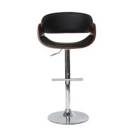 Tabouret De Bar Design Réglable Noir Et Bois Foncé BENT
